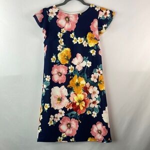 Ces Femme navy blue floral flutter sleeve dress small